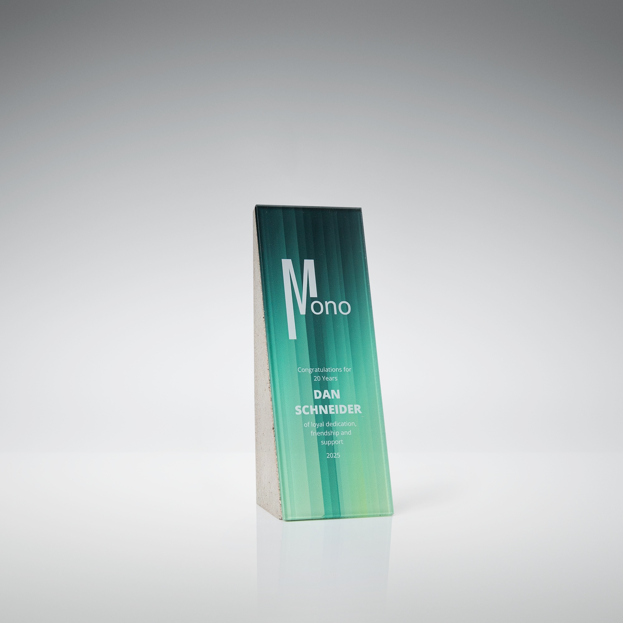 Modern concrete and plexiglass award trophy
