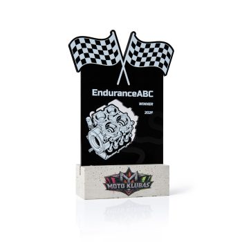 Modern motorsport winner award with concrete base