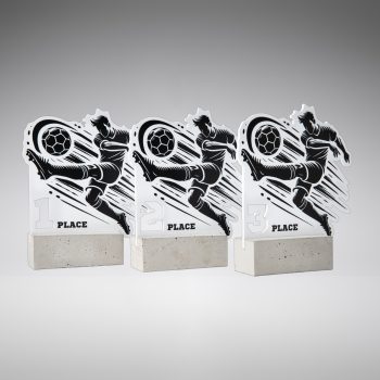 Custom soccer trophy with football player design