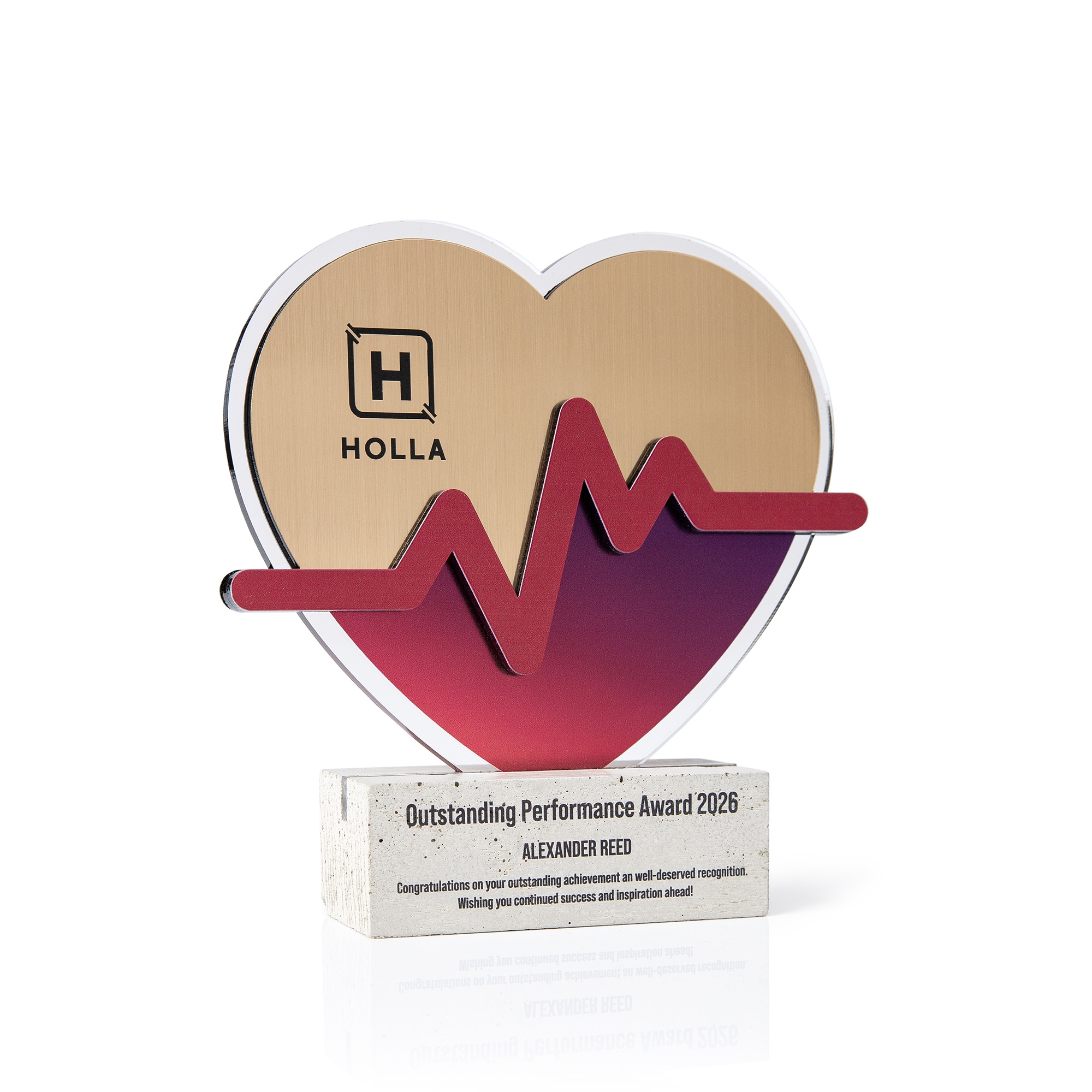 Heart-shaped employee recognition award
