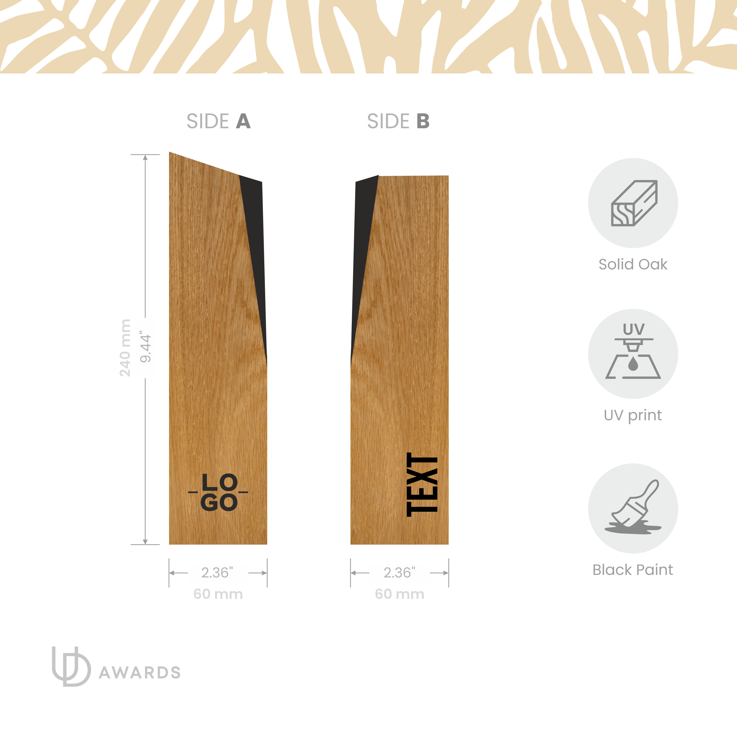 Personalized Solid Oak Recognition Award