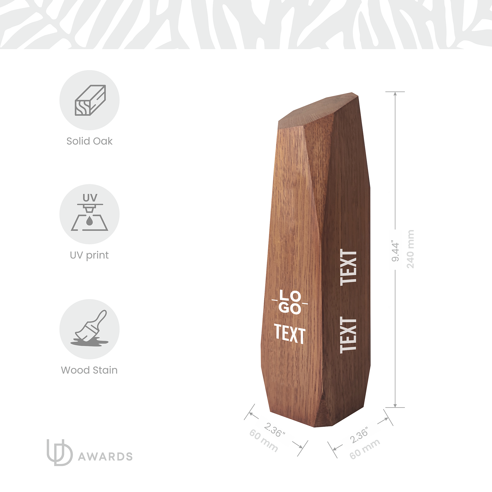 Personalized Solid Oak Award