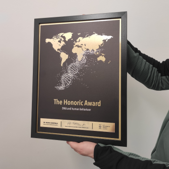 Personalized corporate award plaque with black frame