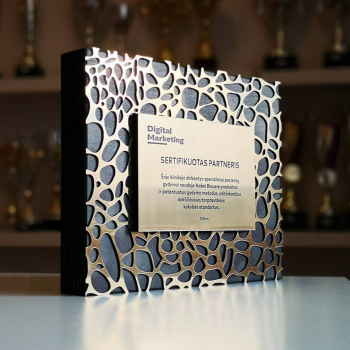 Personalized birch plywood and brass corporate award