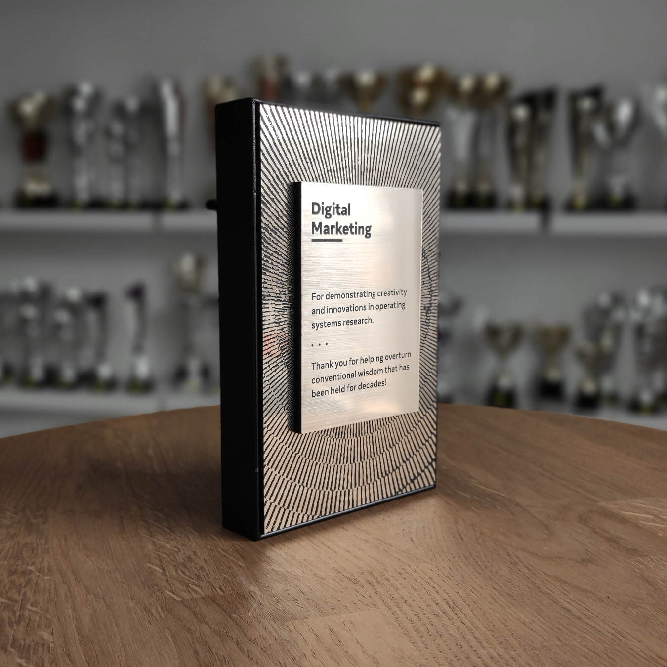 Modern engraved business recognition plaque