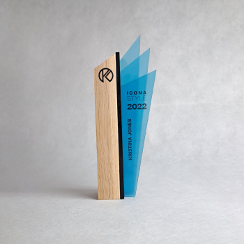Custom oak acrylic award