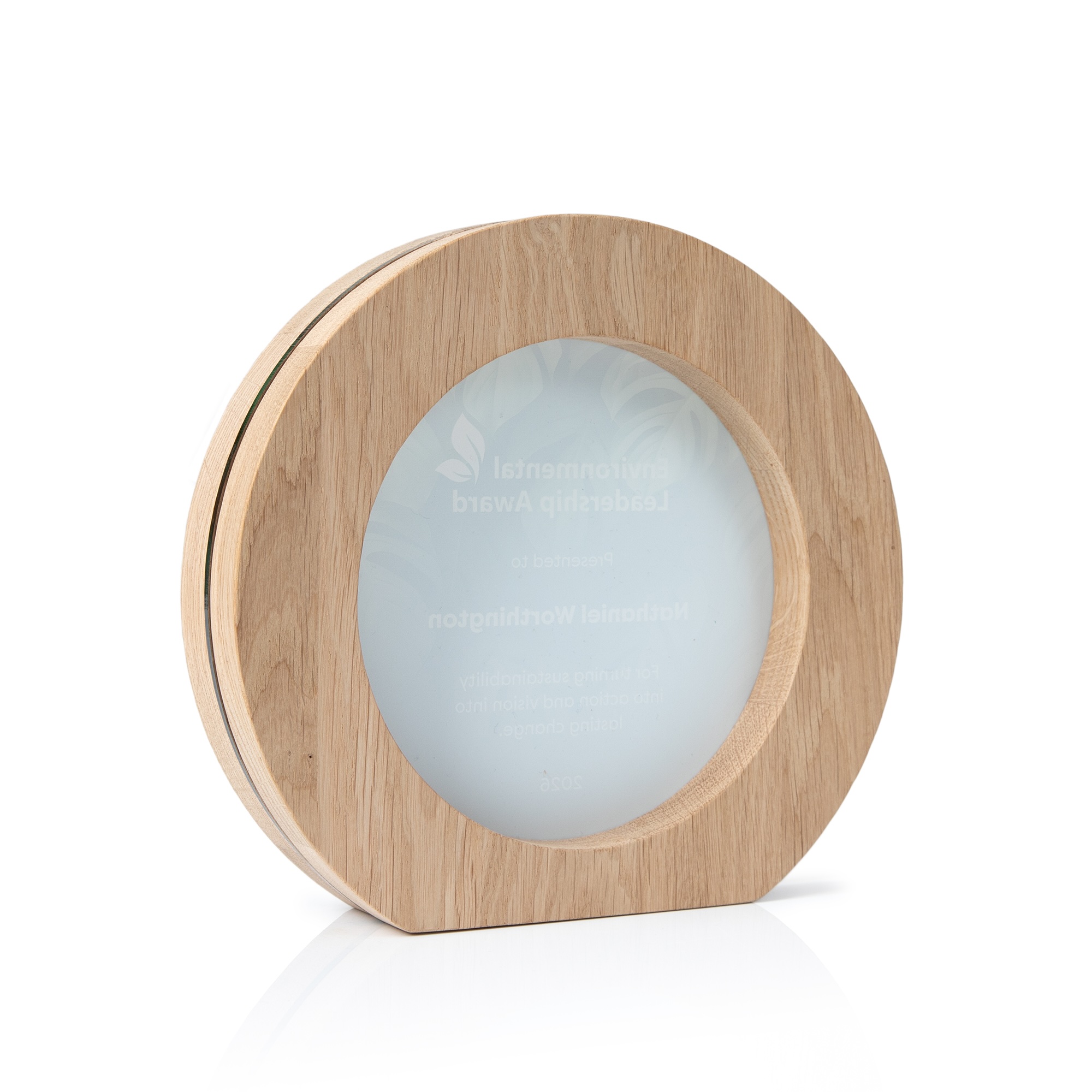 Personalized leadership and achievement award with custom company logo