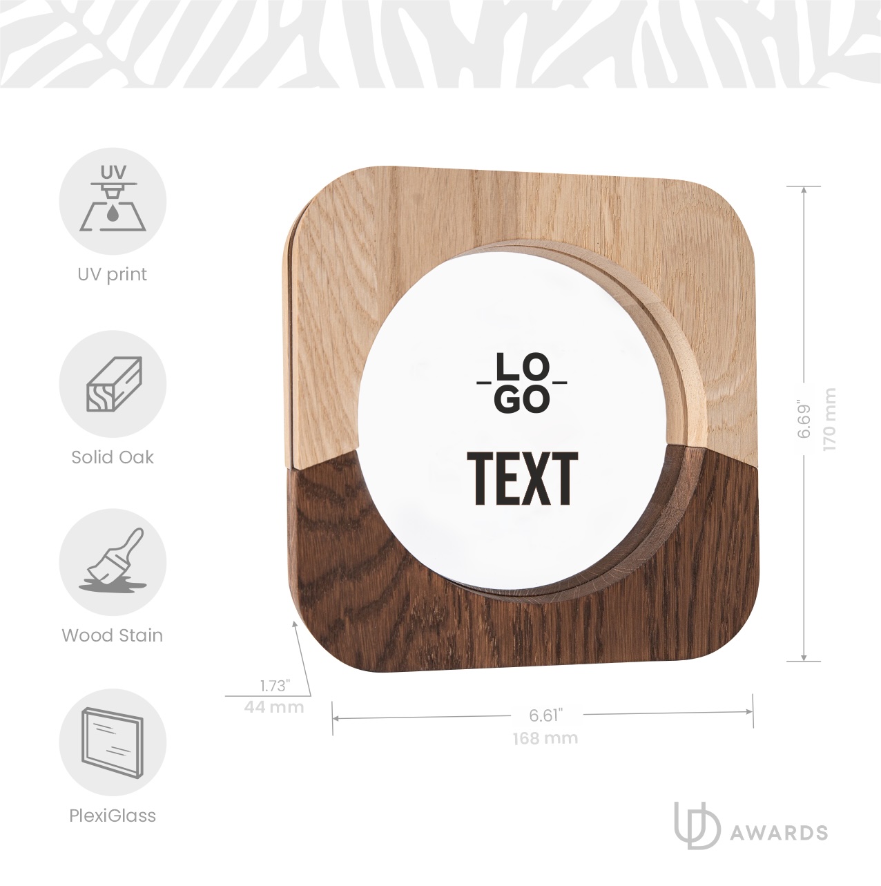 Modern Oak & Plexiglass Award Plaque
