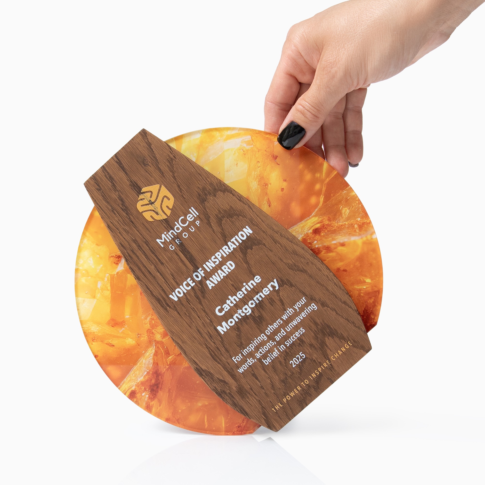 Personalized solid oak recognition award