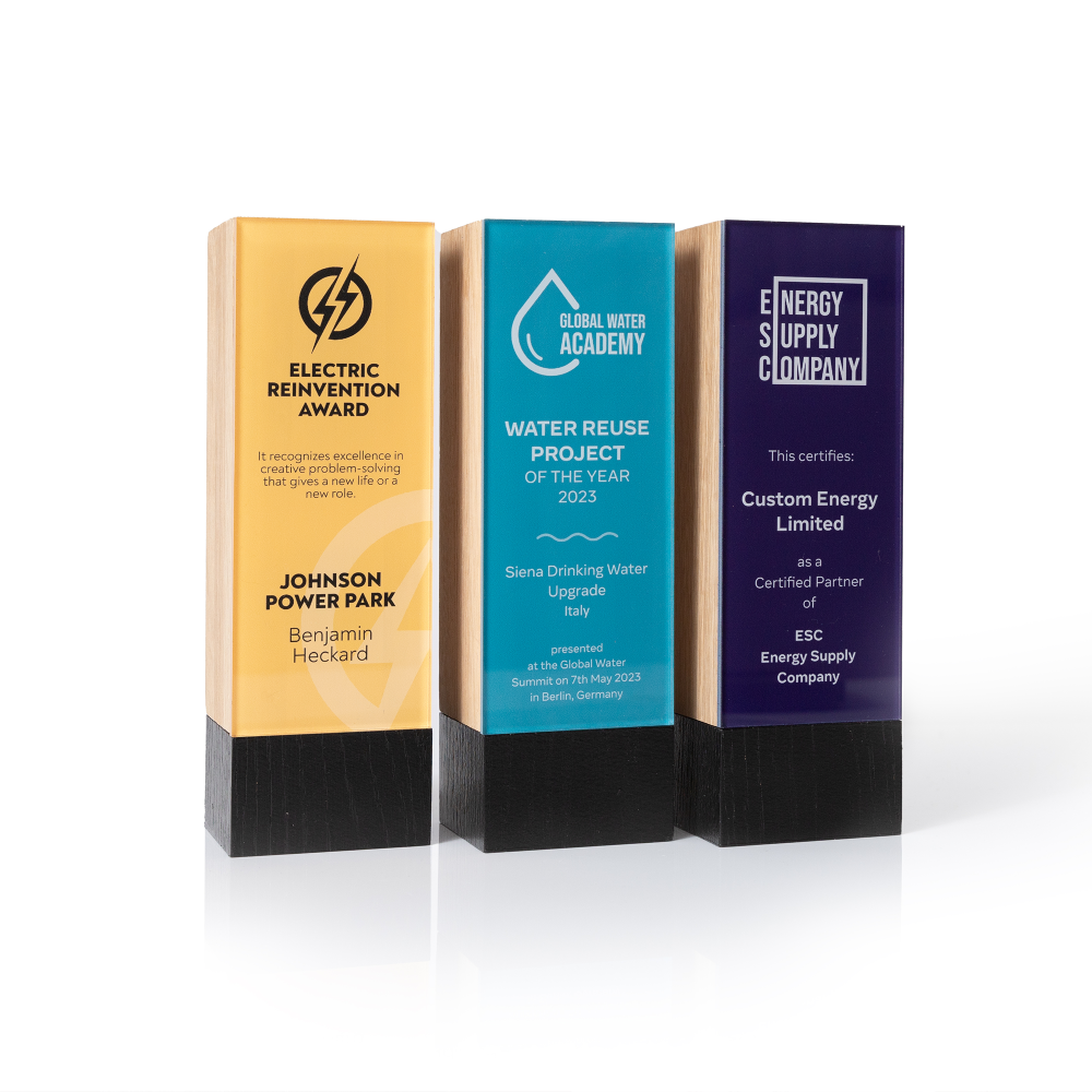 Custom mixed material awards and trophies